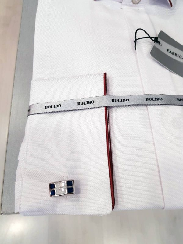 Camisa blanca de ceremonia con filo rojo CAM36 - Conecta Moda Joven Granada