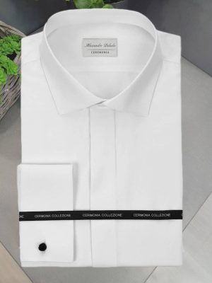 Camisa blanca de ceremonia con tapeta CAM33 - Conecta Moda Joven Granada