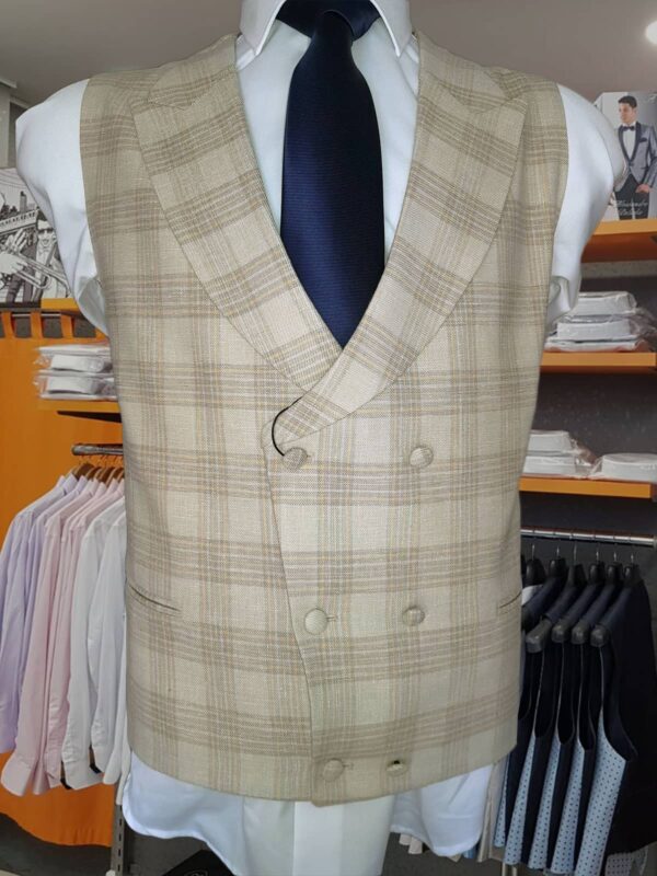 Chaleco Cuadros Beige CHA84 - Conecta Moda Joven
