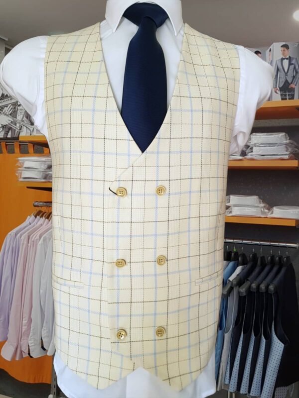 Chaleco Cuadros Crudo CHA86 - Conecta Moda Joven