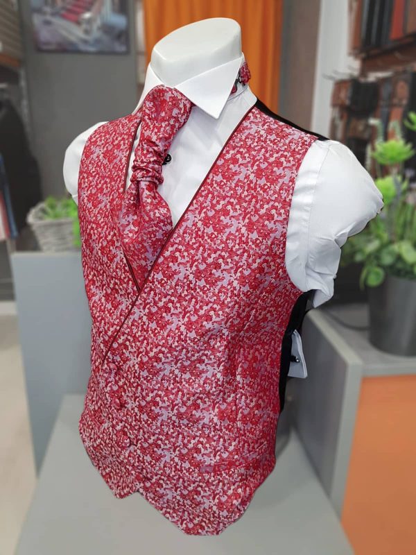 Chaleco estampado rojo para traje CHA31 - Conecta Moda Joven accesorios traje Granada