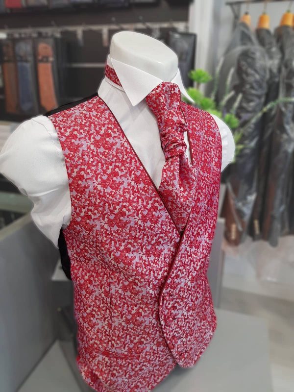 Chaleco estampado rojo para traje CHA31 - Conecta Moda Joven accesorios traje Granada