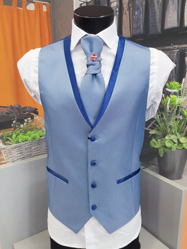 Chaleco liso azul con filo azul CHA47 - Conecta Moda Joven Granada
