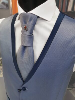 Chaleco liso gris con filo azul CHA42 - Conecta Moda Joven Granada