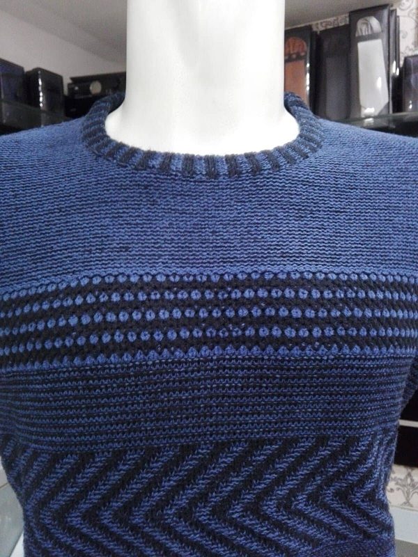 Jersey de cuello caja azul de rayas - Conecta Moda Joven Tienda de ropa de caballero en Granada