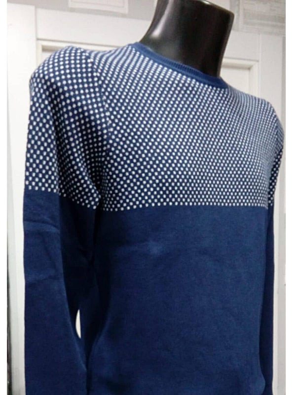 Jersey de cuello caja azul marino con dibujo - Conecta Moda Joven
