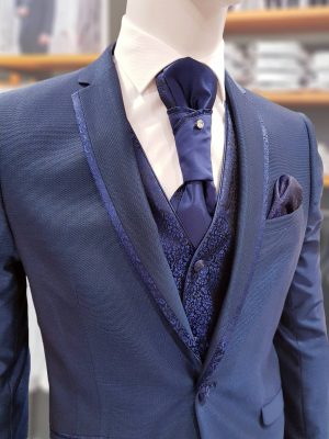 Traje de ceremonia azul marino con chaleco TRC51 - Conecta Moda Joven trajes de novio y padrino en Granada