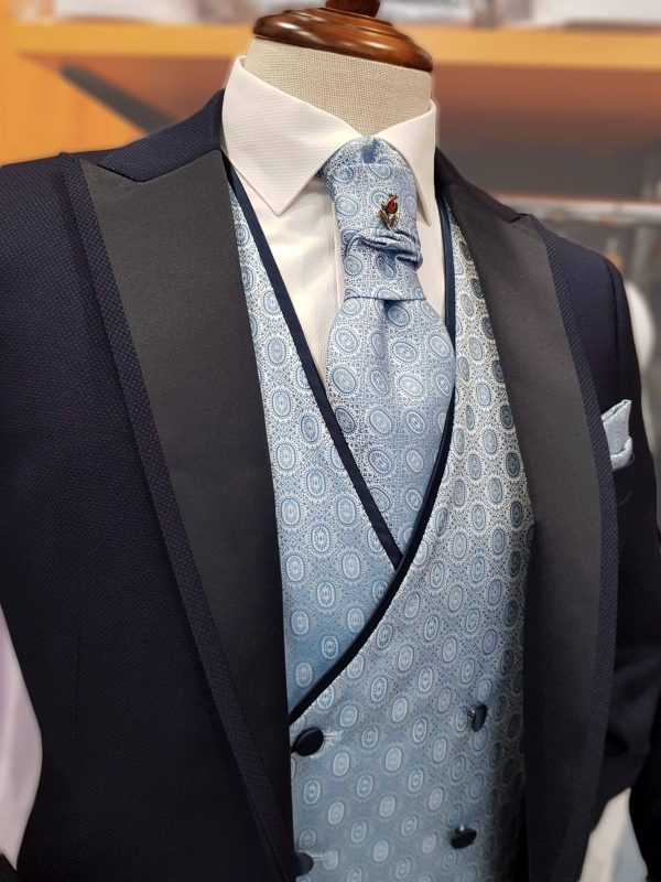 Traje de ceremonia azul marino solapa ancha TRC-36 - Conecta Moda Joven
