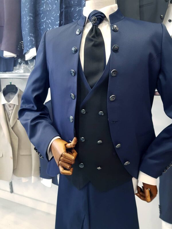 Traje de ceremonia casaca azul marino con chaleco TRC75 - Conecta Moda Joven Trajes de hombre en Granada