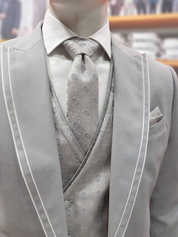 Traje de ceremonia gris con chaleco TRC33 - Conecta Moda Joven Tienda de trajes