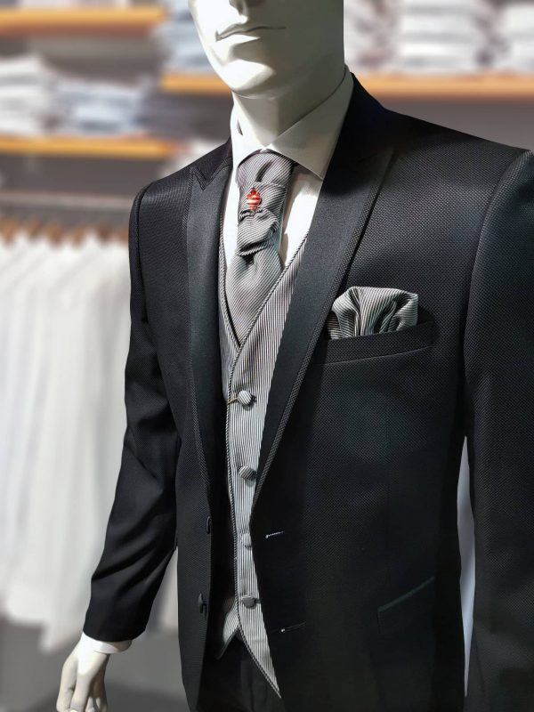 Traje de ceremonia negro con chaleco TRC54 - Trajes de novio y padrino en Granada Conecta Moda Joven