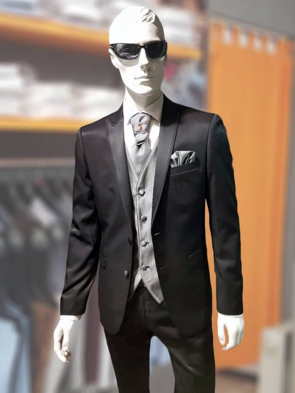 Traje de ceremonia negro con chaleco TRC54 - Trajes de novio y padrino en Granada Conecta Moda Joven