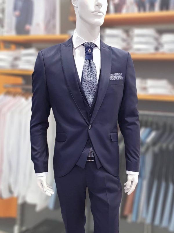 Traje de fiesta azul marino con chaleco TRC48 - Conecta Moda Joven trajes de novio y padrino en Granada