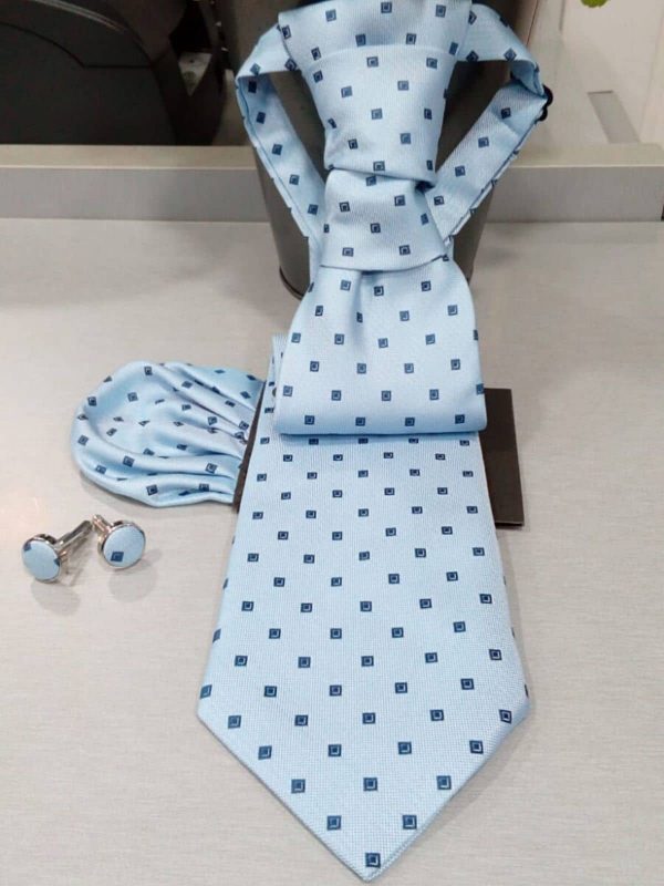 Corbata azul con dibujo con pañuelo Conecta Moda Joven Granada